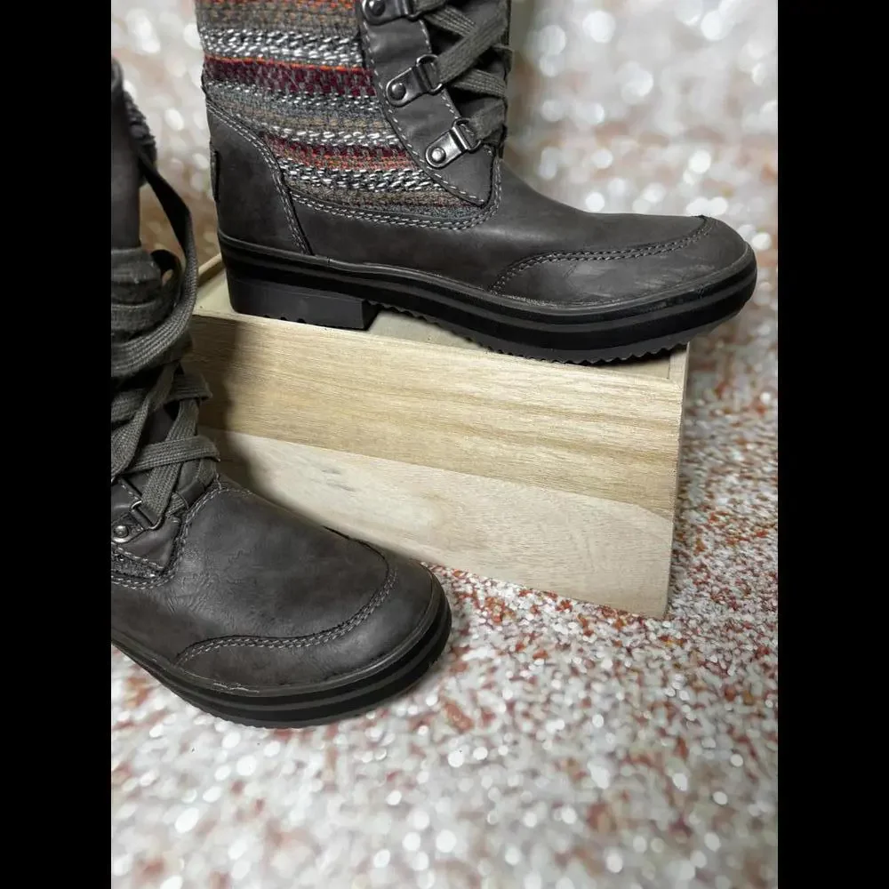 Rocket Dog Womens‎ Gray Lace Up Winter Cuffed Boots Size 6